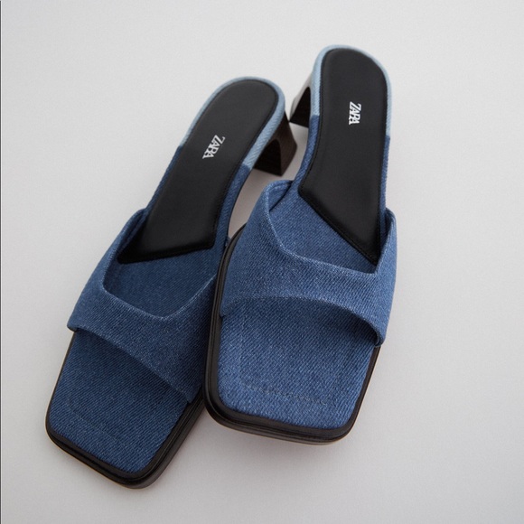 NWT Zara HEELED DENIM SANDALS Size 36